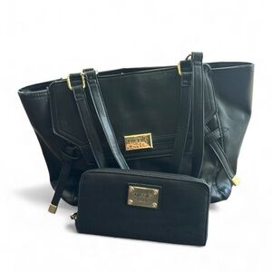 Nicole Miller Black Purse and Matching Wallet